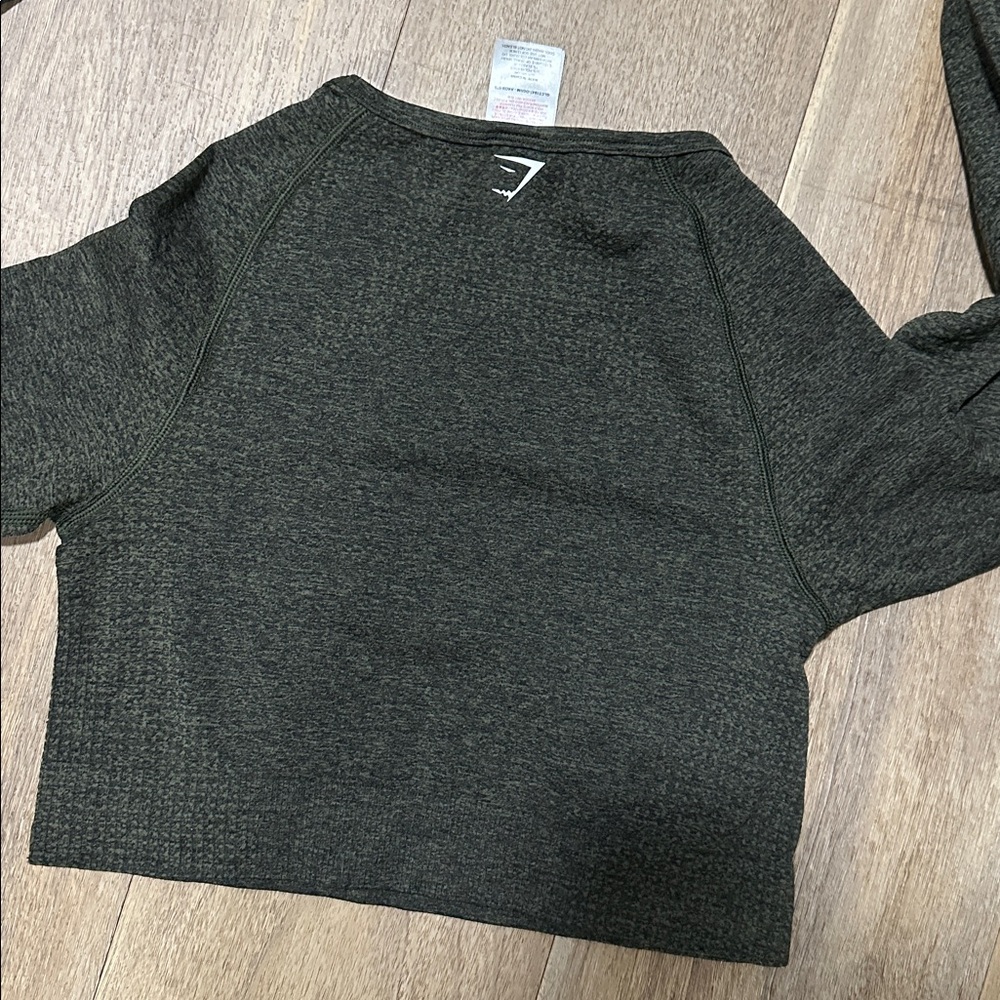 Gymshark Vital Seamless 2.0 Long Sleeve Crop Top Dark Green - Picture 5 of 5
